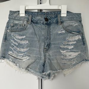 American Eagle denim shorts; high-rise festival; size 10